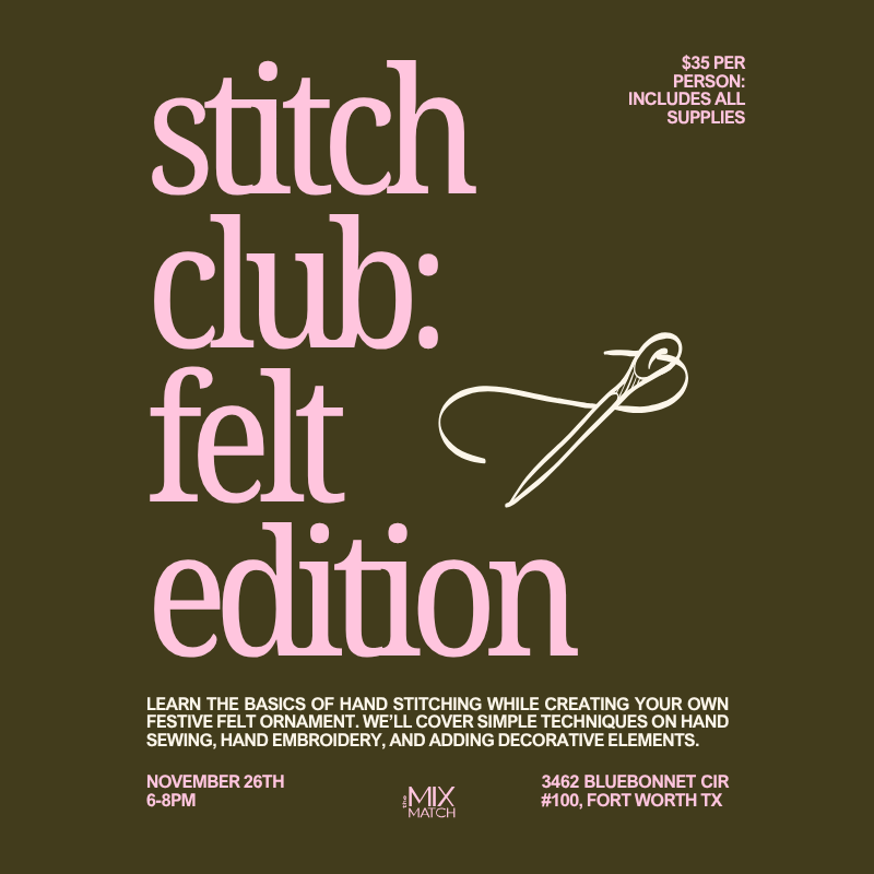 Stitch Club: Felt Christmas Tree Ornaments November 26th 6pm-8pm