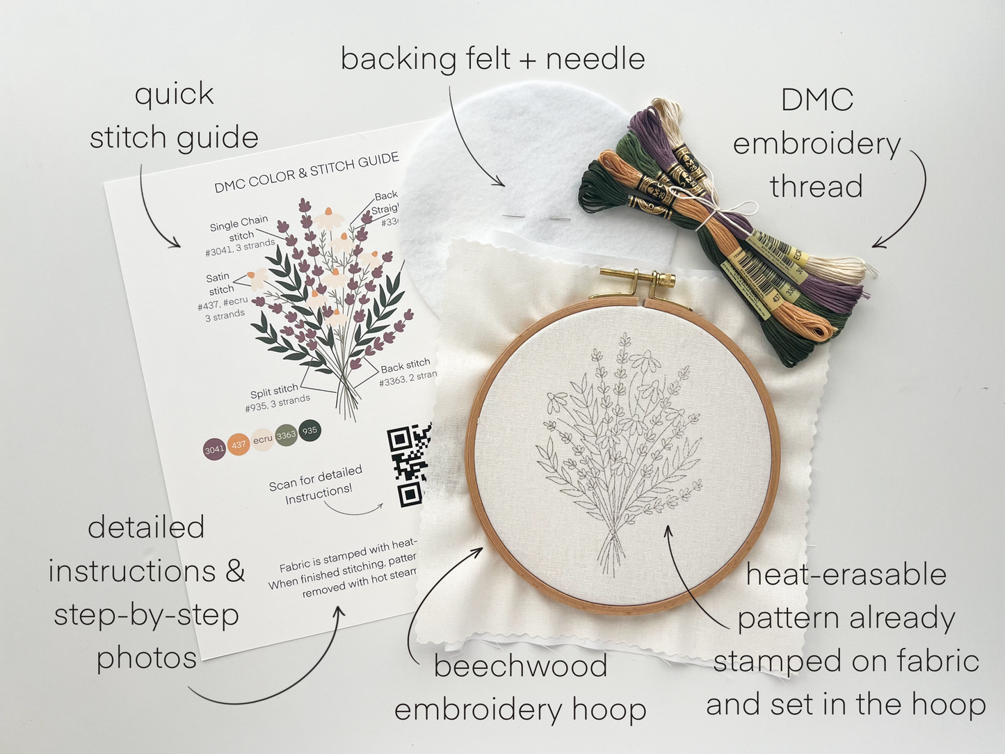 Lavender and Daisies Embroidery Kit