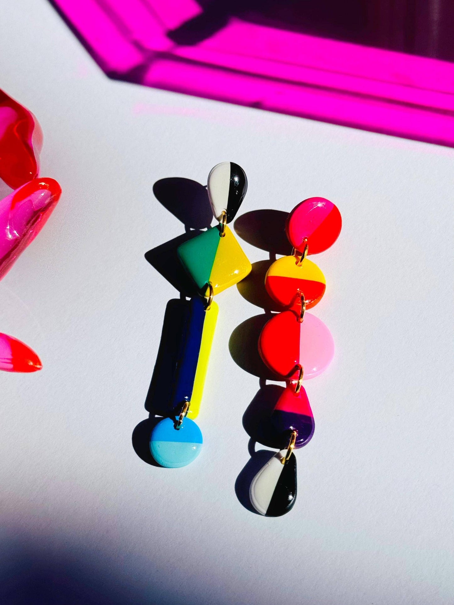 Asymmetrical Stripes Polymer Clay Earrings