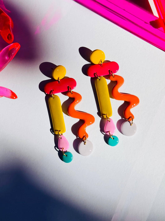 Squiggle Dancer Polymer Clay Earrings