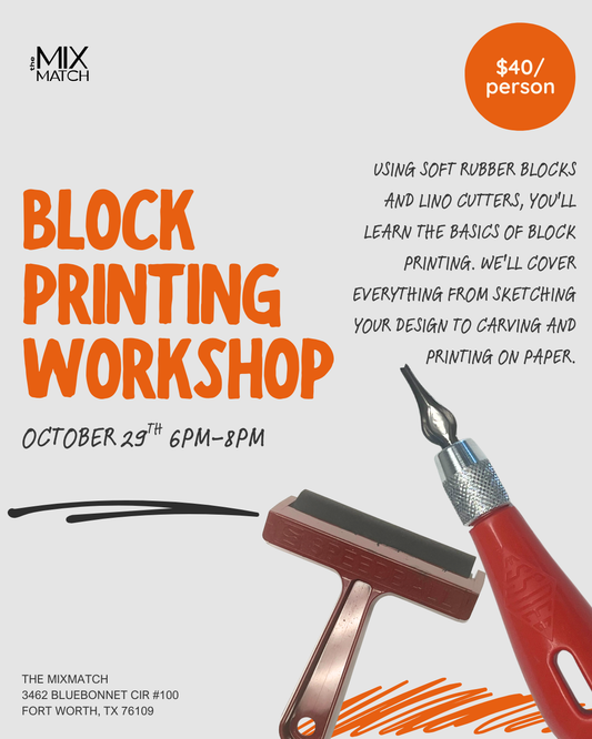 Block Printing Workshop - October 29th 6pm-8pm