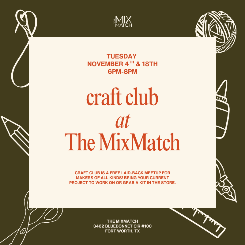 Craft Club November 4th 6pm-8pm