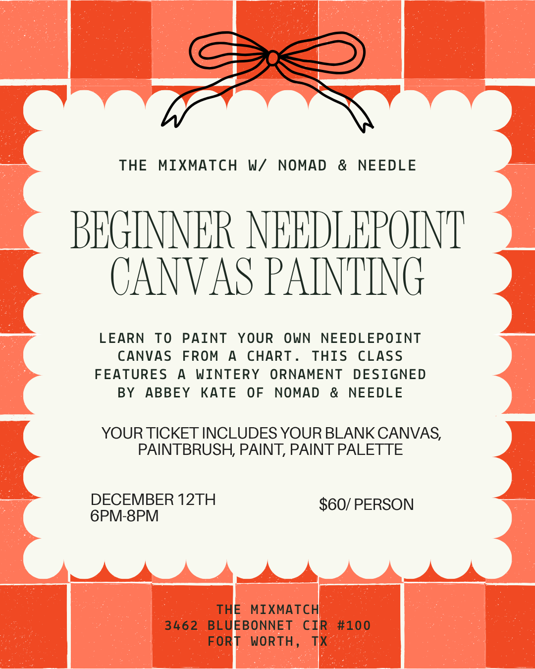 Beginner Needlepoint Canvas Painting Class w/ Nomad & Needle