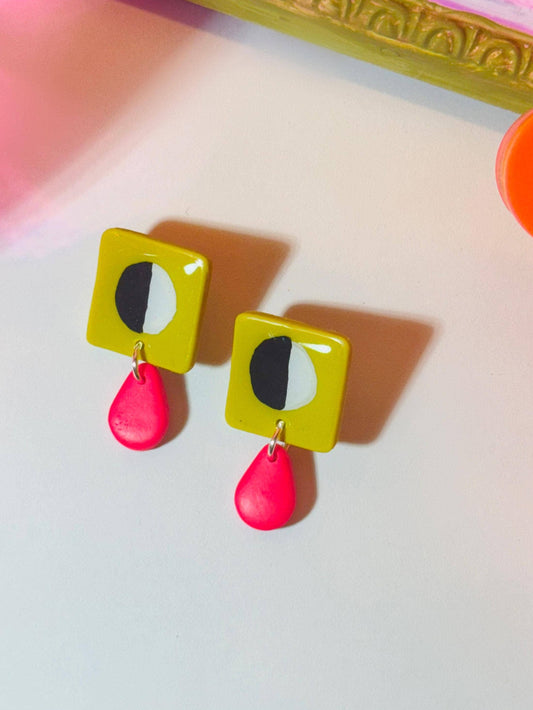 Citrus Green Eye Polymer Clay Earrings