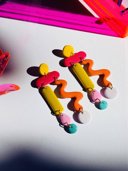 Squiggle Dancer Polymer Clay Earrings